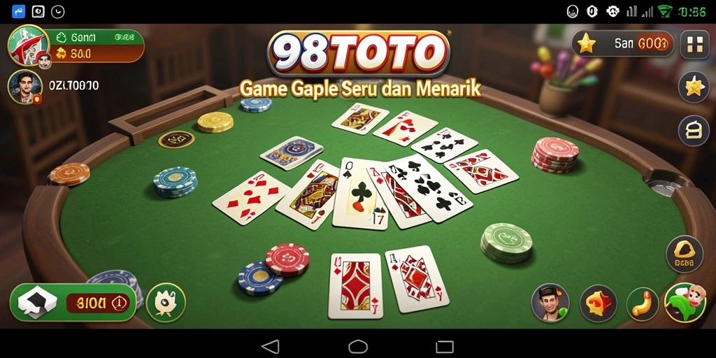 Tampilan gameplay Gaple yang menarik dan interaktif di 98TOTO.
