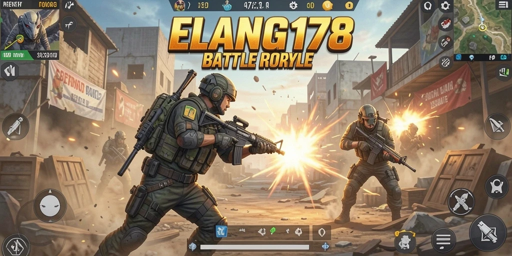 Screenshot gameplay ELANG178 menampilkan aksi seru di medan pertempuran.