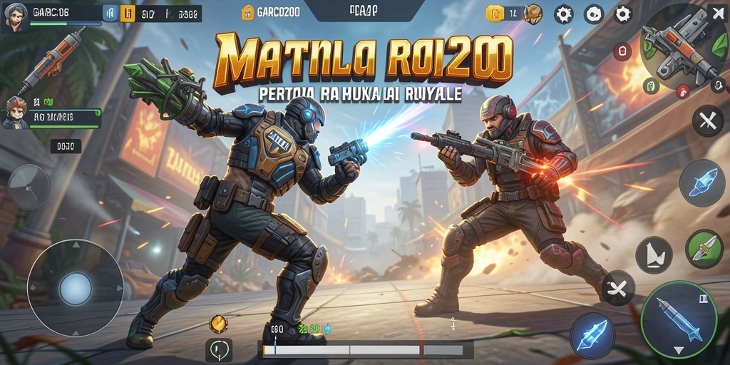 Screenshot GARCO200 menampilkan pertempuran intens di arena Battle Royale.
