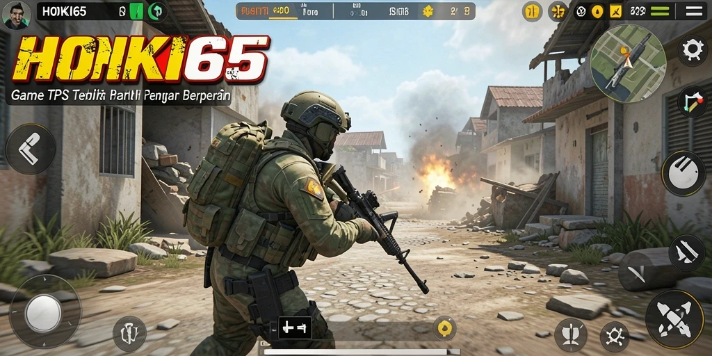 Tampilan gameplay HOKI65 yang mendebarkan dan penuh aksi TPS.