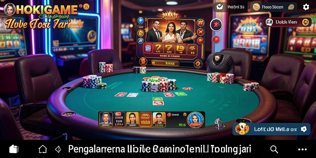 Screenshot HOKIGAME menampilkan dealer langsung dan suasana kasino yang realistis.