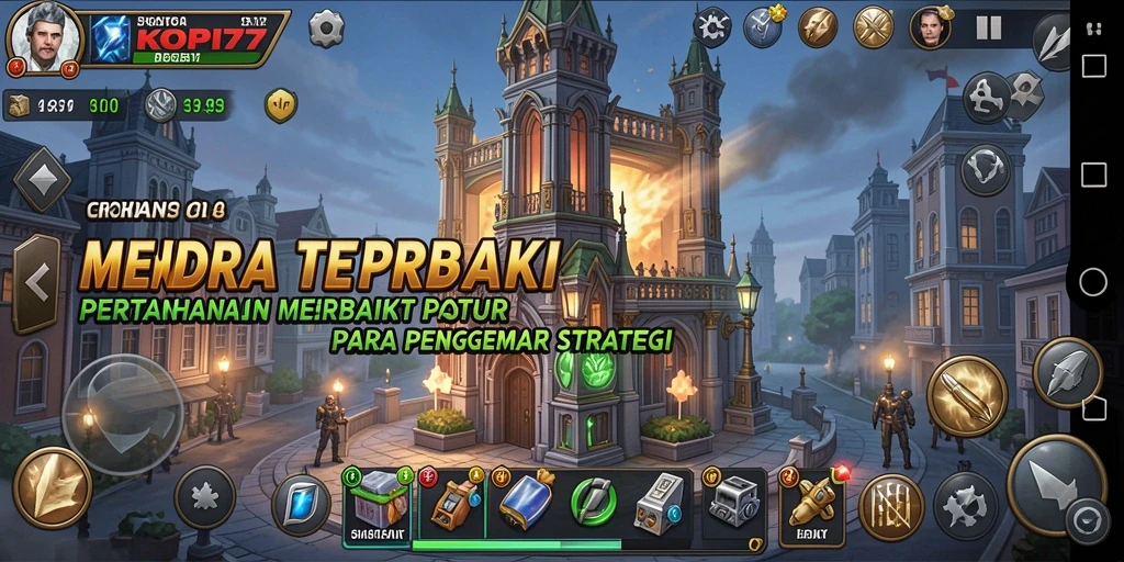 Tampilan gameplay KOPI77 yang menegangkan di medan pertempuran Tower Defense.
