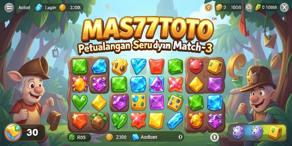 Tampilan gameplay seru dalam MAS77TOTO dengan level match-3 yang menantang.