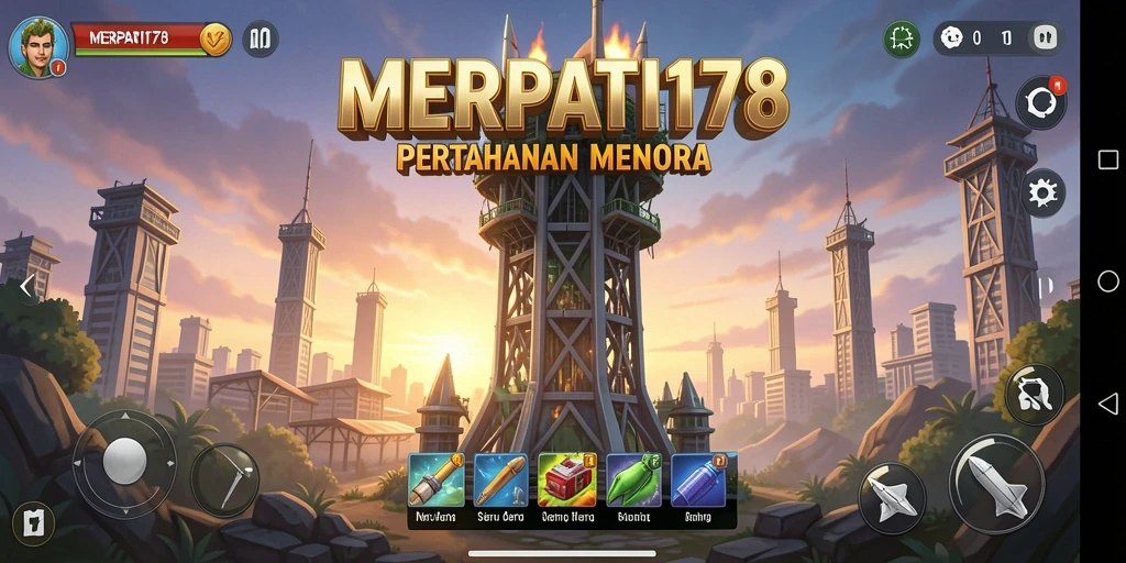 Tampilan menara dan musuh dalam gameplay Tower Defense yang menarik.