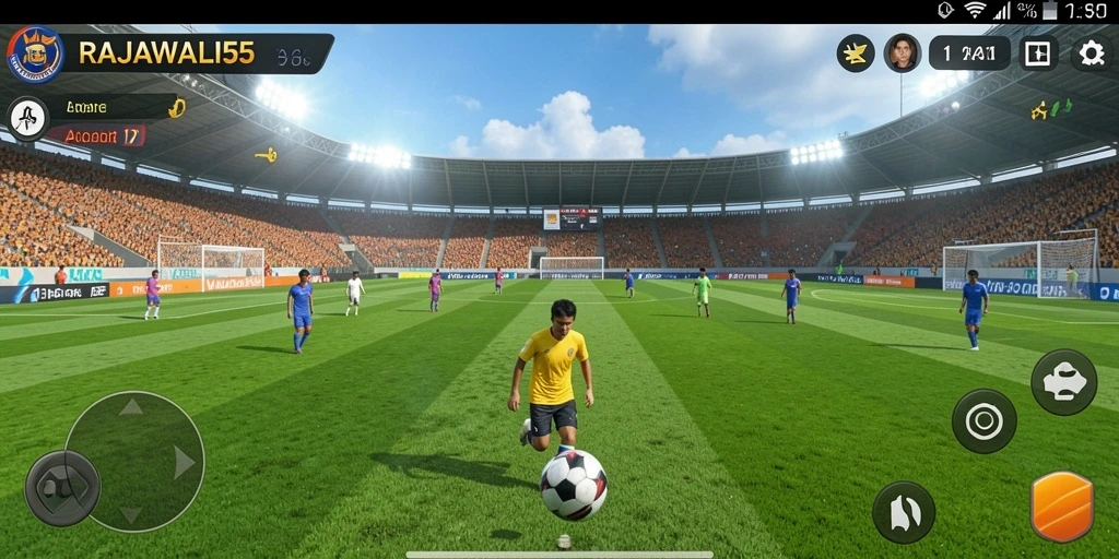 Tampilan menarik dari gameplay sepak bola di RAJAWALI55
