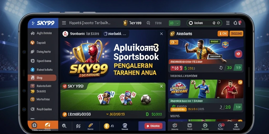Tampilan antarmuka pengguna SKY99 saat memasang taruhan olahraga.
